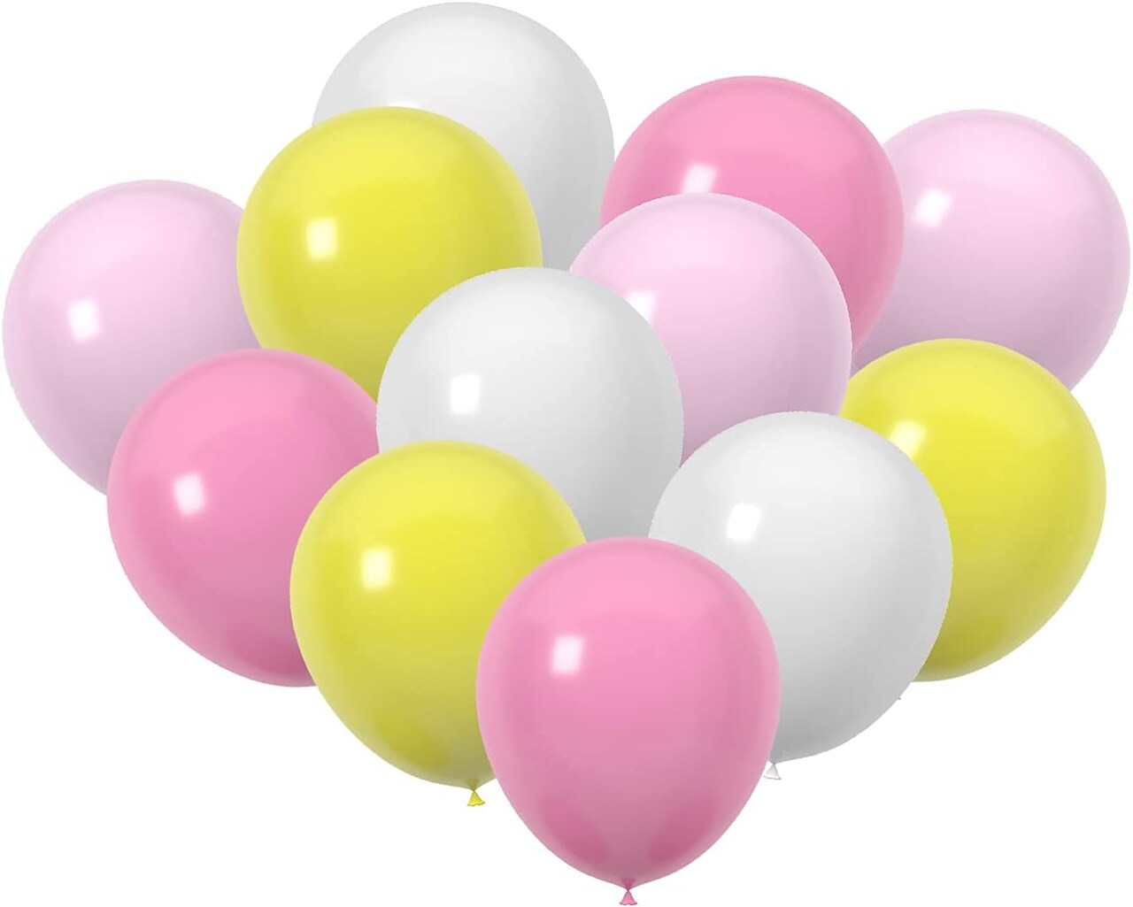 60-Pack 12-Inch Pink, Yellow, and White Latex Balloons – Birthday, Wedding, Baby Shower, and Party Decorations